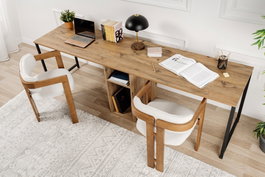 Nordure Twin Study Desk - Pino atlántico y negro